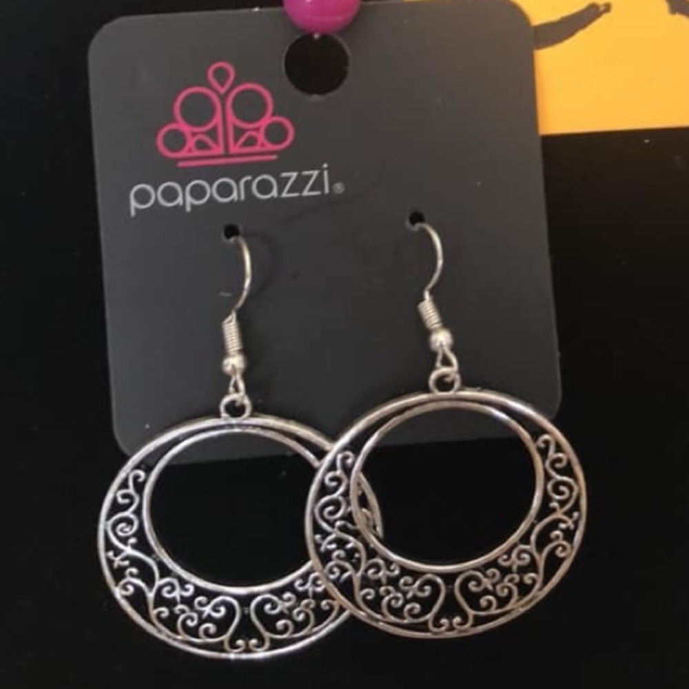 Silver Laced Earrings by Paparazzi NEW